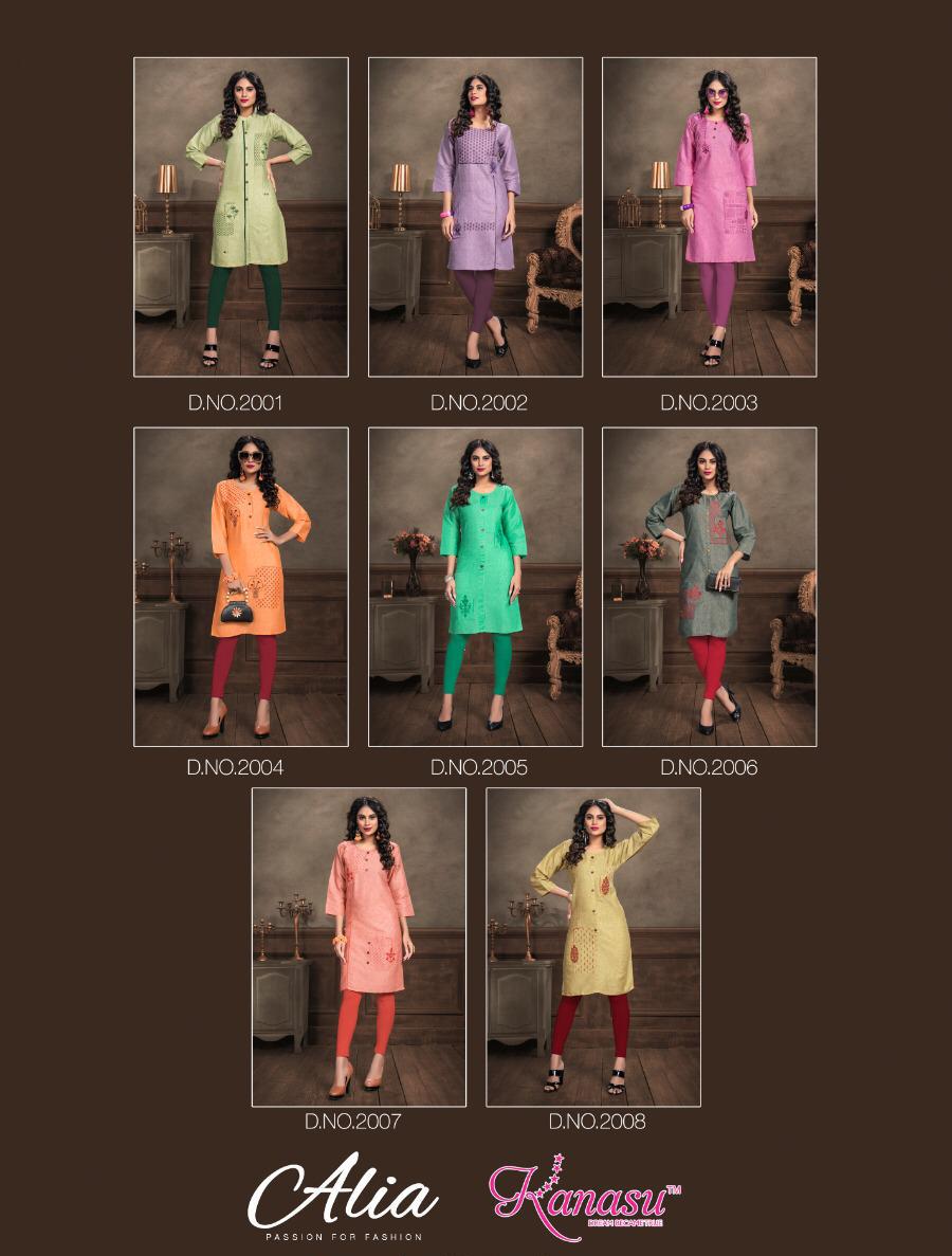 Kanasu Aliia Designer Straight Cut Short Kurti Collection at Wholesale Price